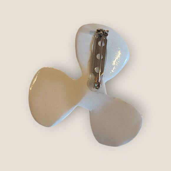 Vintage Enamel Red White & Blue Boat Propeller Brooch Pin Estate - Picture 5 of 6